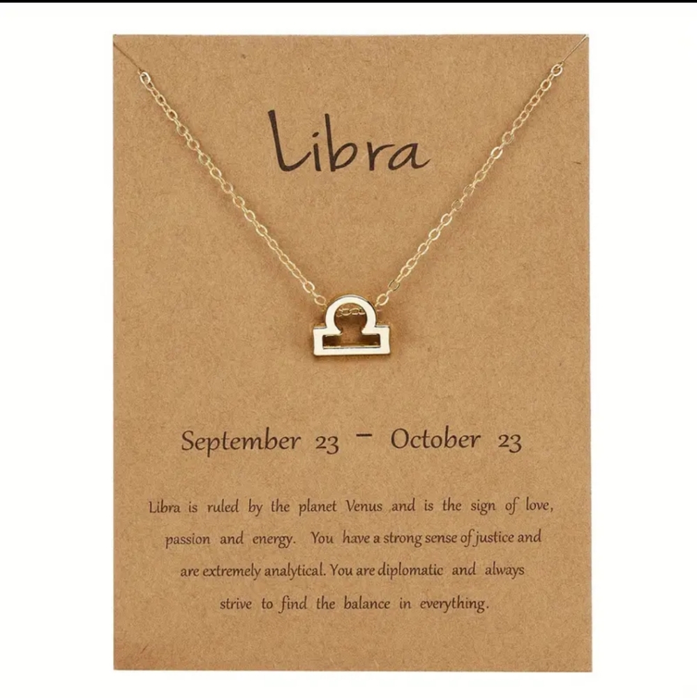 Liberal gold tones horoscopes celestial astrology necklace